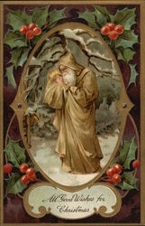 Santa in Brown Robe Postcard