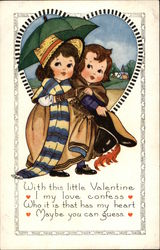 With this little Valentine, I my love confess Postcard