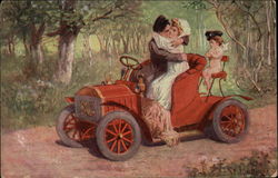 Couple Kissing in Car Postcard