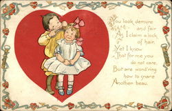 Boy Cutting Girl's Hair Postcard