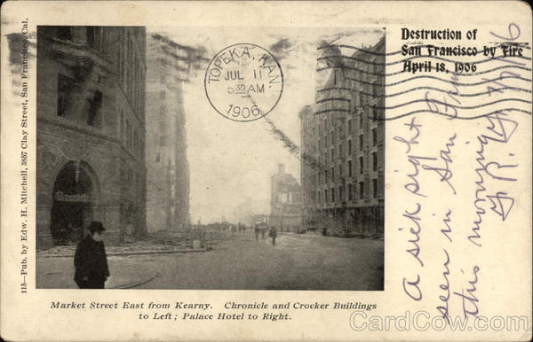 Destruction of San Francisco by Fire - April 18, 1906 California