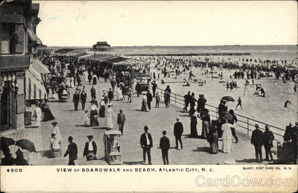 View of Boardwalk and Beach Atlantic City New Jersey