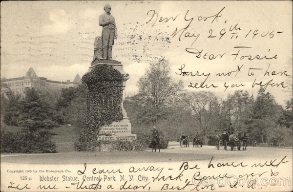 Webster Statue in Central Park New York