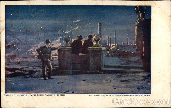 Evening LIght on Van Ness Avenue Ruins San Francisco California