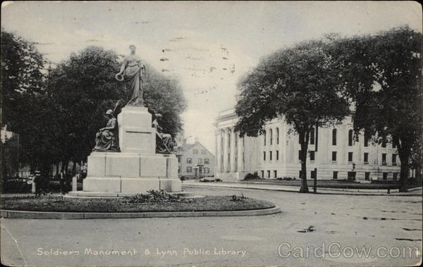 Soldiers Monument & Lynn Public Library Massachusetts