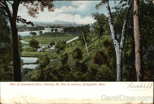 View of Connecticut River, showing Mt. Tom in the distance Springfield Massachusetts