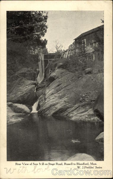 Rear View of Saw Mill on Stage Road Blandford Massachusetts
