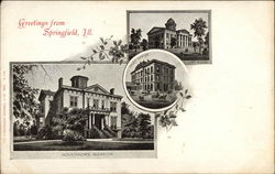 Governor's Mansion, Post Office, Court House Springfield, MA Postcard Postcard