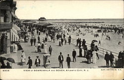 View of Boardwalk and Beach Atlantic City, NJ Postcard Postcard