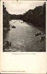 Looking down river from the B.A.A. Bridge Postcard