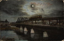 Moonlight View of Charlestown Bridge Postcard