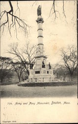 Army and Navy Monument Boston, MA Postcard Postcard