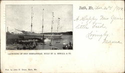 Launching of Ship Shenandoah, Built by A. Sewall & Co Bath, ME Postcard Postcard
