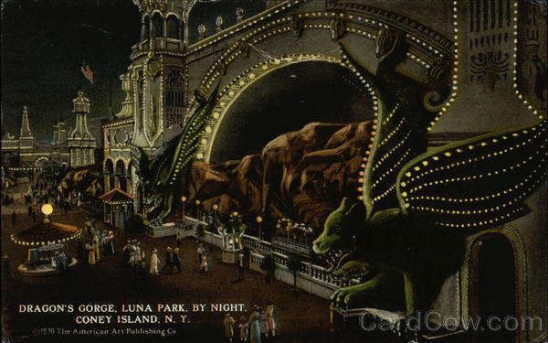 Dragon's Gorge, Luna Park, By Night Coney Island New York
