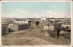 Pueblo of Isleta Showing Church in Distance New Mexico Postcard Postcard