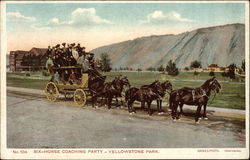 Six-Horse Coaching Party at Yellowstone Park Postcard