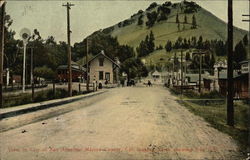 View in City looking North showing Red Hill Postcard