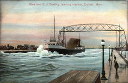 Steamer EJ Earling leaving Harbor Duluth, MN Postcard Postcard