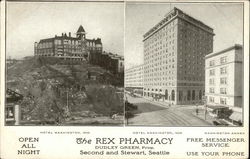 The Rex Pharmacy on Second and Stewart Postcard