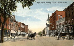 High Street, Looking North Clinton, MA Postcard Postcard