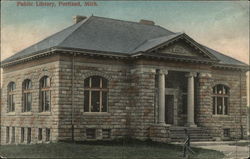 Public Library Building Portland, MI Postcard Postcard