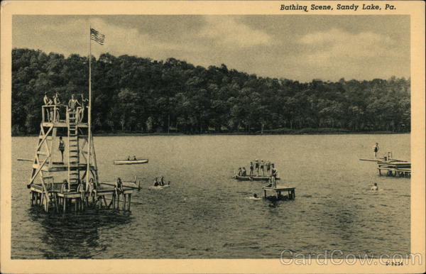 Bathing Scene Sandy Lake Pennsylvania