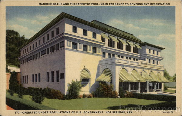 Maurice Baths & Therapeutic Pool, Main Entrance to Government Reservation Hot Springs Arkansas