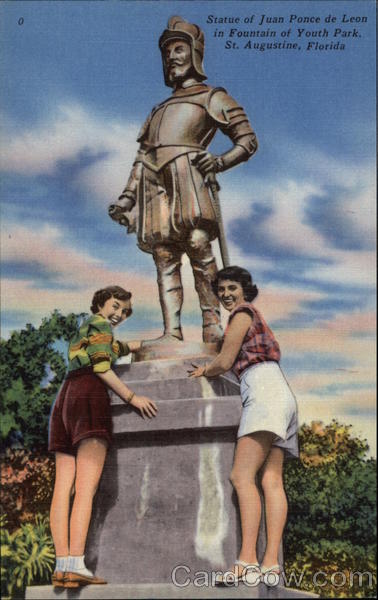 Statue of Juan Ponce de Leon  in Fountain of Youth Park St 