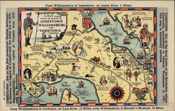 Map of Jamestown, Williamsburg and Yorktown, VA Maps