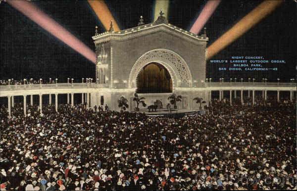 Night Concert, World's Largest Outdoor Organ, Balboa Park San Diego California