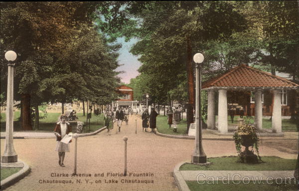 Clarke Avenue & Florida Fountain on Lake Chautauqua New York