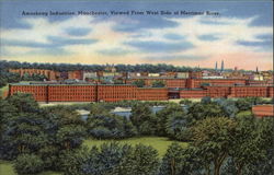 Amoskeag Industries, Viewed from West Side of Merrimac River Manchester, NH Postcard Postcard