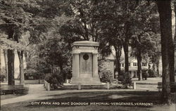 City Park and Mac Donough Memorial Vergennes, VT Postcard Postcard