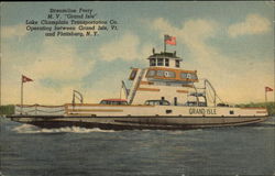 Streamline Ferry M.V. Grand Isle Vermont Postcard Postcard