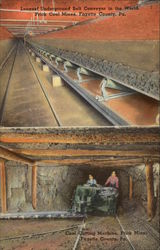 Longest Underground Belt Conveyor in the World & Coal Cutting Machine at Frick Mines Postcard