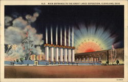 Main Entrance to the Great Lakes Exposition Postcard