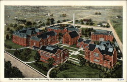 Plan of the Campus of the University of Dubuque Iowa Postcard Postcard