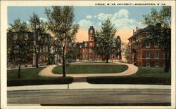 View of Circle, W. VA. University Morgantown, WV Postcard 