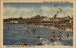 Toboggan Slide and Roller Rink Building, Indiana Beach, Shafer Lake Postcard