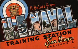 A Salute from the US Naval Training Station Postcard