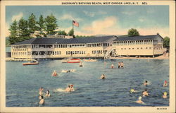 Sherman's Bathing Beach Caroga Lake, NY Postcard Postcard