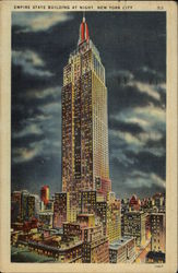 Empire State Building at Night Postcard