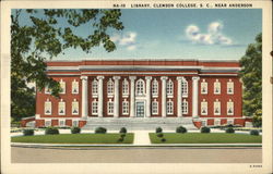 Library at Clemson College Postcard