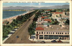 Highway Overlooking the Pacific Ocean Santa Monica, CA Postcard Postcard