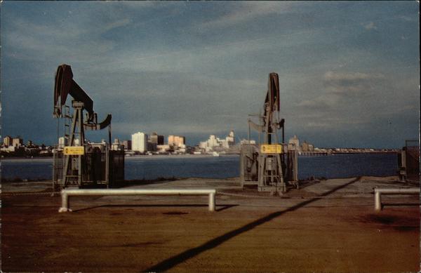 Pumping Oil Wells in Harbor Long Beach California