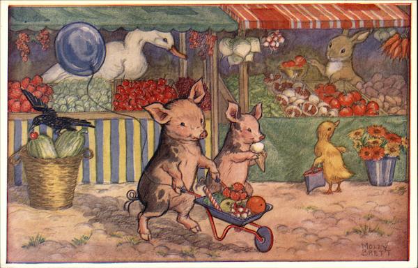 When Piglets Go To Market by Molly Brett Dressed Animals