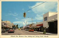 Atlantic Avenue Business Area, looking East Delray Beach, FL Postcard Postcard