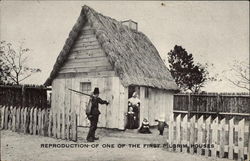 Reproduction of One of the First "Pilgrim Houses" Plymouth, MA Postcard Postcard