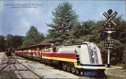 Miniature Streamliner on the Detroit Zoological Park Railroad Postcard