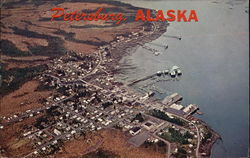 Aerial View showing Wrangell Narrows Postcard